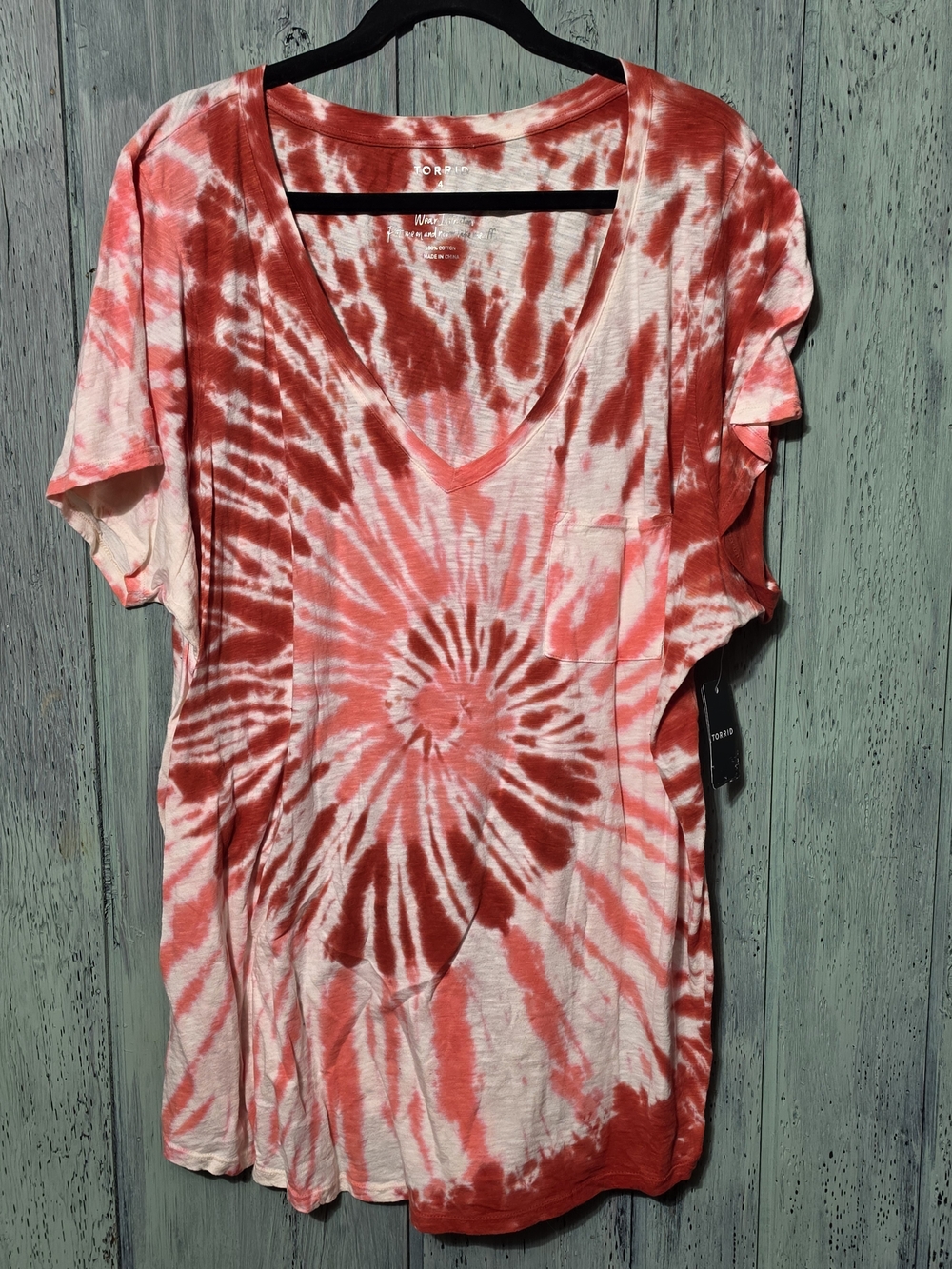 Torrid Rose Tie Dye Short Sleeve Pocket Tee